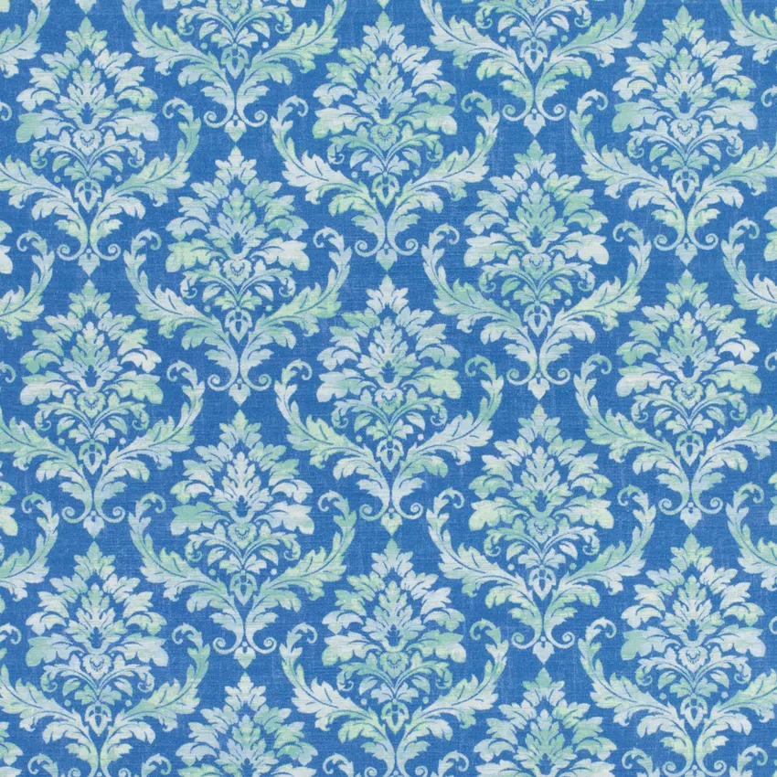 Victoria Cobalt Blue Damask Prints Drapery and Upholstery Fabric by the Yard
