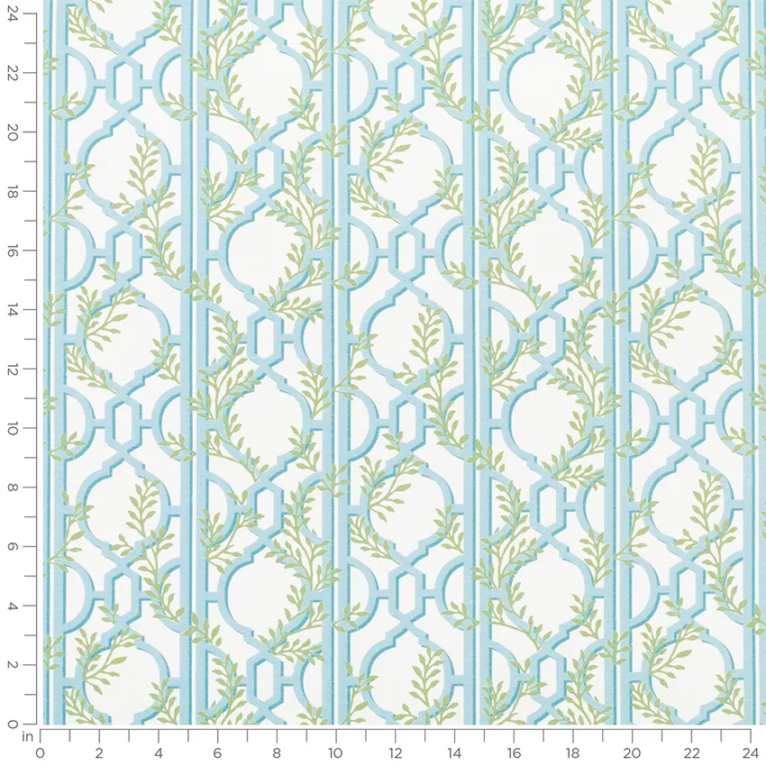 Vivienne Baltic Blue Abstract & Geometric Prints Drapery and Upholstery Fabric by the Yard — Scale in inches
