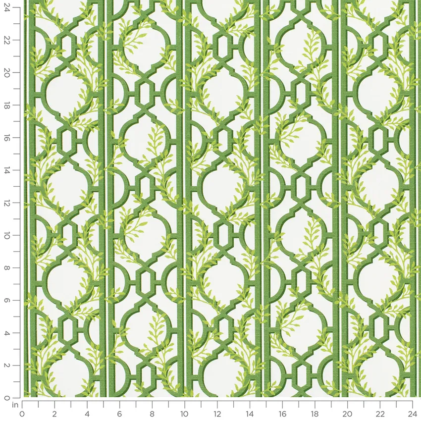 Vivienne Sweet Pea Green Abstract & Geometric Prints Drapery and Upholstery Fabric by the Yard — Scale in inches