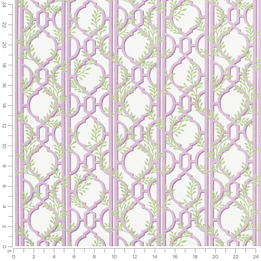 Vivienne Iris Purple Abstract & Geometric Prints Drapery and Upholstery Fabric by the Yard — Scale in inches