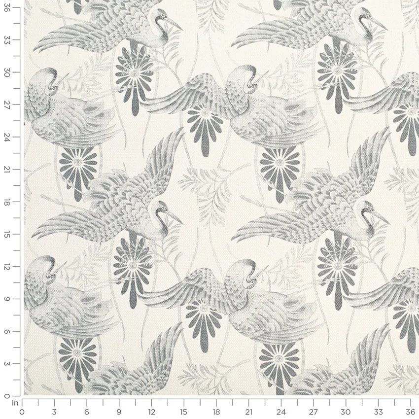 Waterford Dove Grey & Silver Abstract & Geometric Linen & Linen Looks Drapery and Upholstery Fabric by the Yard — Scale in inches