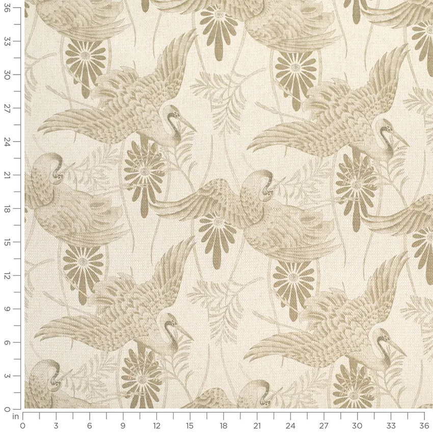 Waterford Natural Blue and Brown Abstract & Geometric Linen & Linen Looks Drapery and Upholstery Fabric by the Yard — Scale in inches