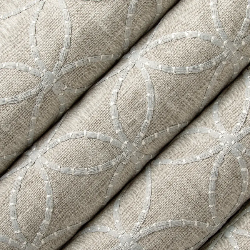 Waverly Glacier Grey & Silver Abstract & Geometric Embroidery Drapery Fabric by the Yard — Drapery Fabric