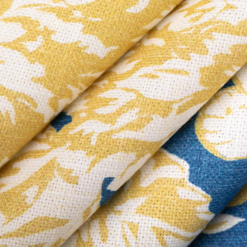 Willa Royal Blue and Gold & Yellow Floral Prints Drapery and Upholstery Fabric by the Yard — Upholstery and Drapery Fabric
