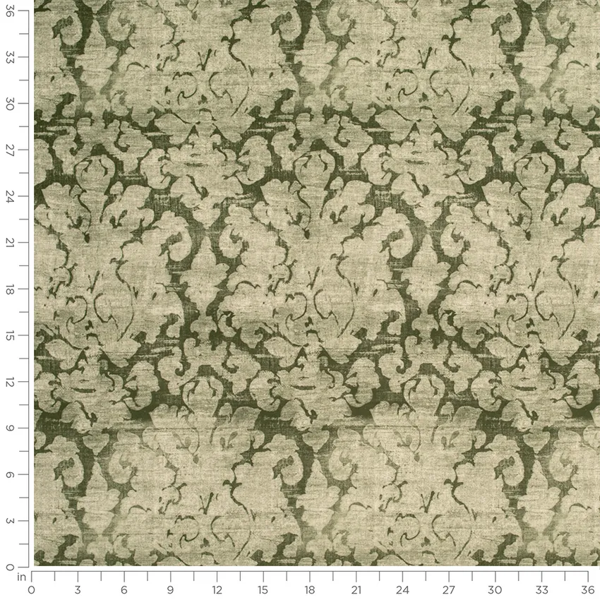 Windsor Pesto Green Abstract & Geometric Prints Drapery and Upholstery Fabric by the Yard — Scale in inches