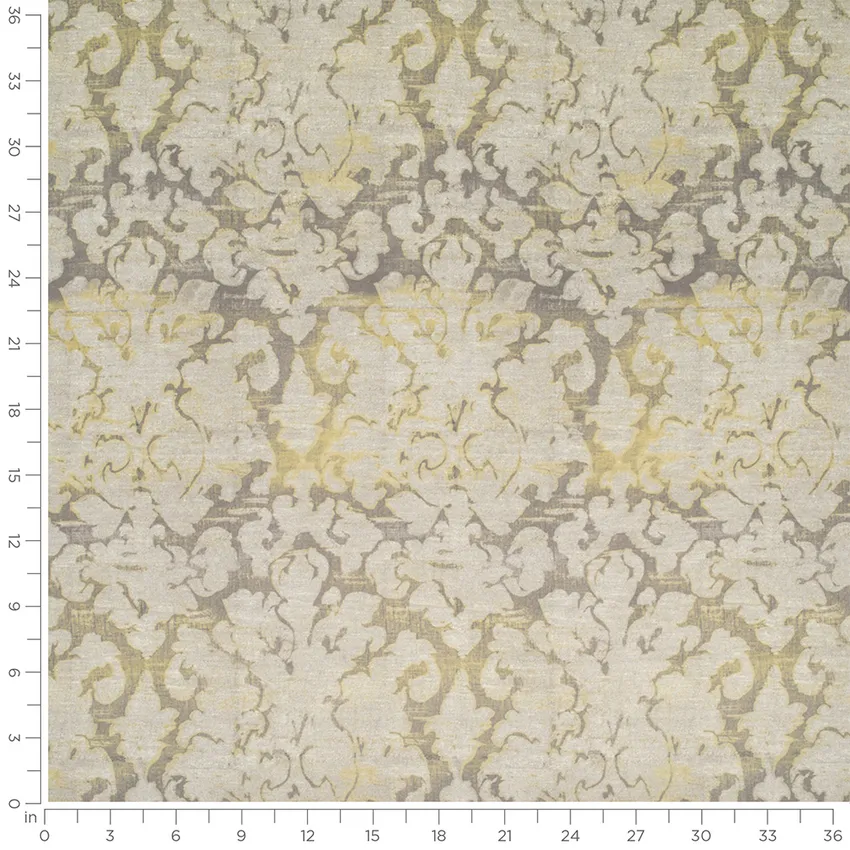 Windsor Driftwood Gold & Yellow and Grey & Silver Abstract & Geometric Prints Drapery and Upholstery Fabric by the Yard — Scale in inches