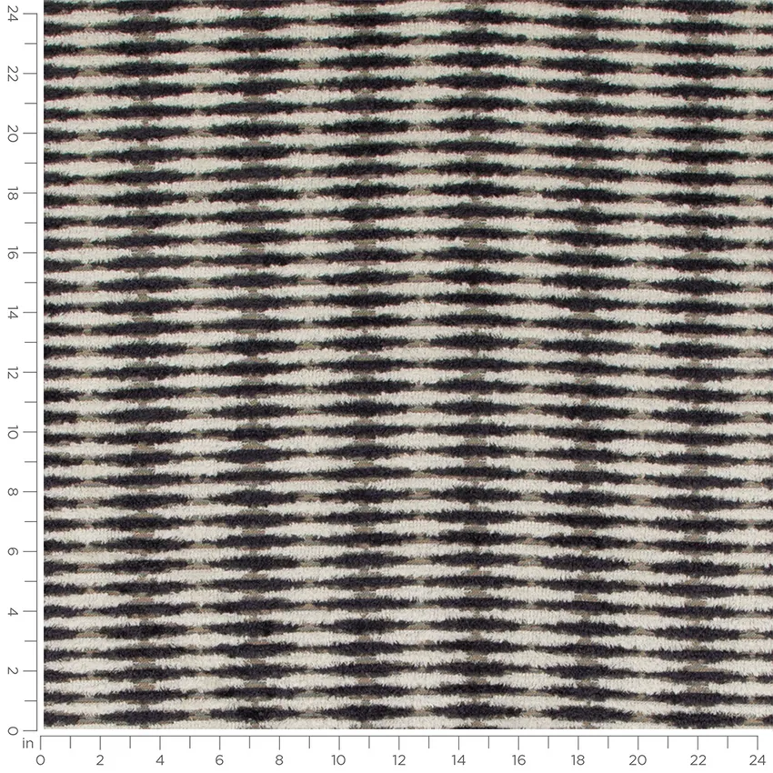 Zadie Zebra Black Abstract & Geometric Eyelash Drapery and Upholstery Fabric by the Yard — Scale in inches