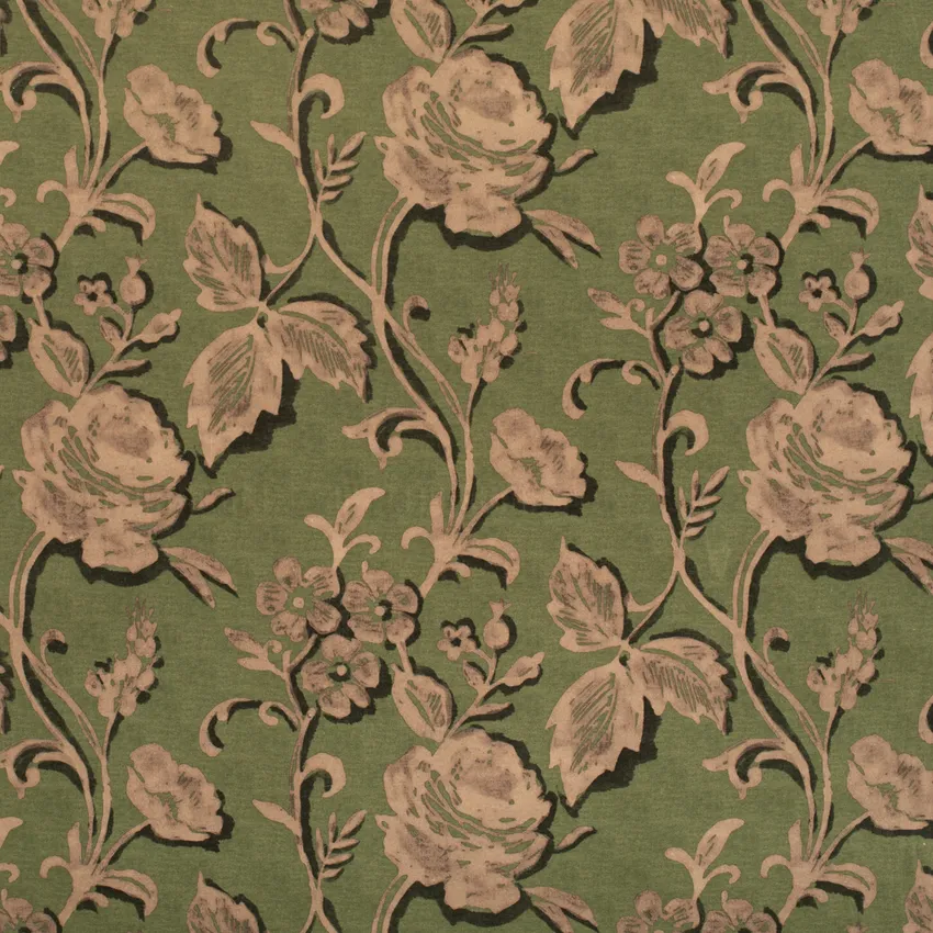 Margaret Leaf Green Floral Prints Drapery and Upholstery Fabric by the Yard