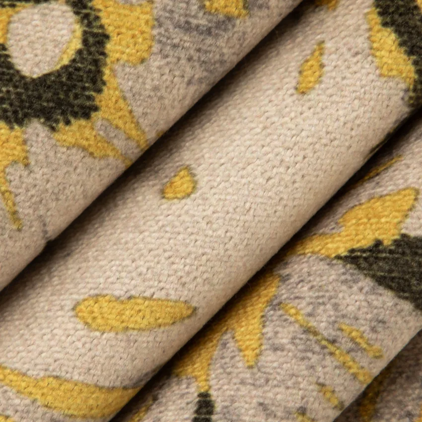 Margaret Canary Gold & Yellow Floral Prints Drapery and Upholstery Fabric by the Yard — Upholstery and Drapery Fabric