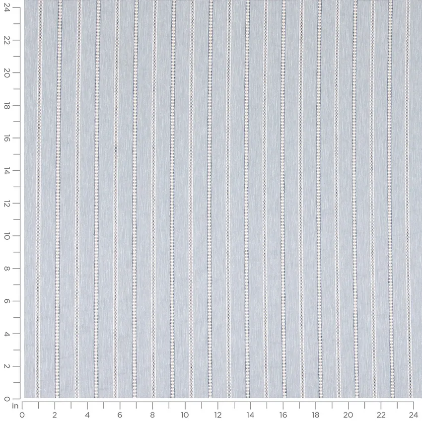 Finley Coastal Blue Stripe Linen & Linen Looks Drapery and Upholstery Fabric by the Yard — Scale in inches
