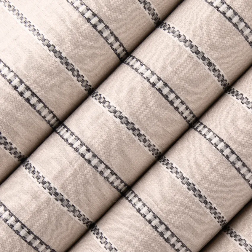 Finley Noir Grey & Silver Stripe Linen & Linen Looks Drapery and Upholstery Fabric by the Yard — Upholstery and Drapery Fabric
