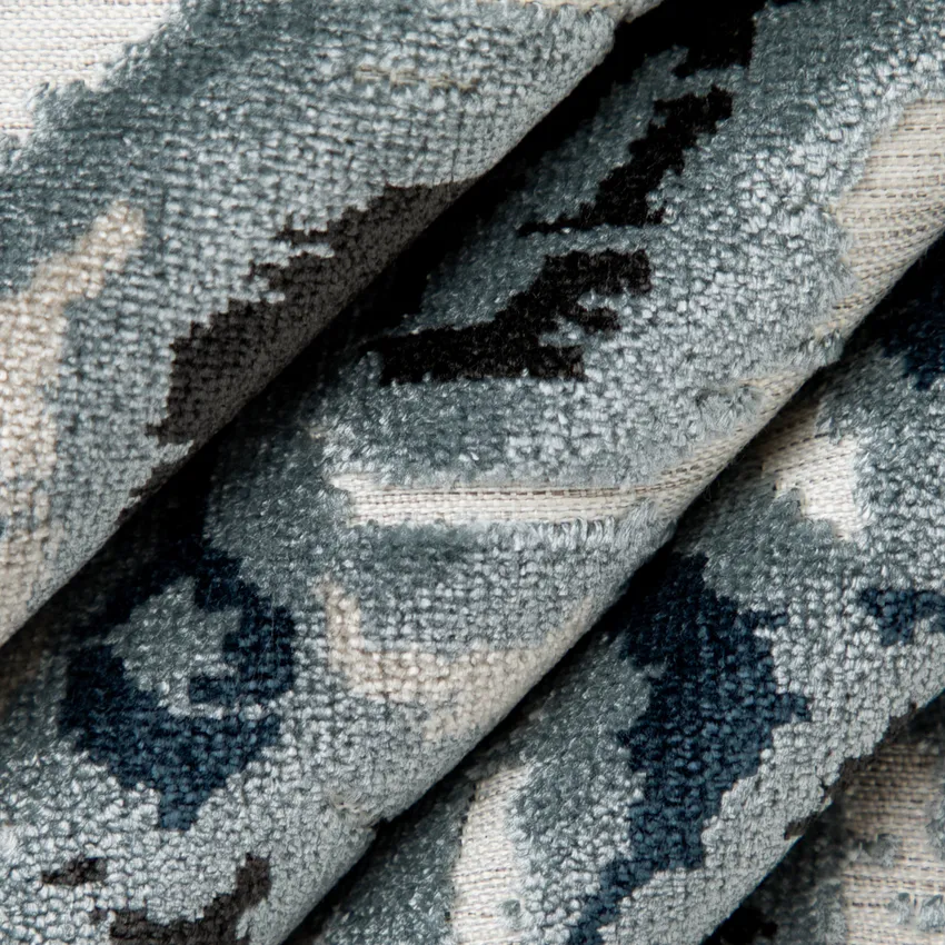 Giovanna Glacier Blue Abstract & Geometric Velvet Upholstery Fabric by the Yard — Upholstery Fabric