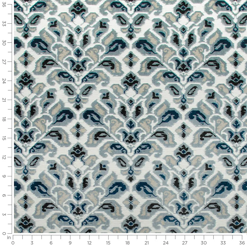Giovanna Glacier Blue Abstract & Geometric Velvet Upholstery Fabric by the Yard — Scale in inches