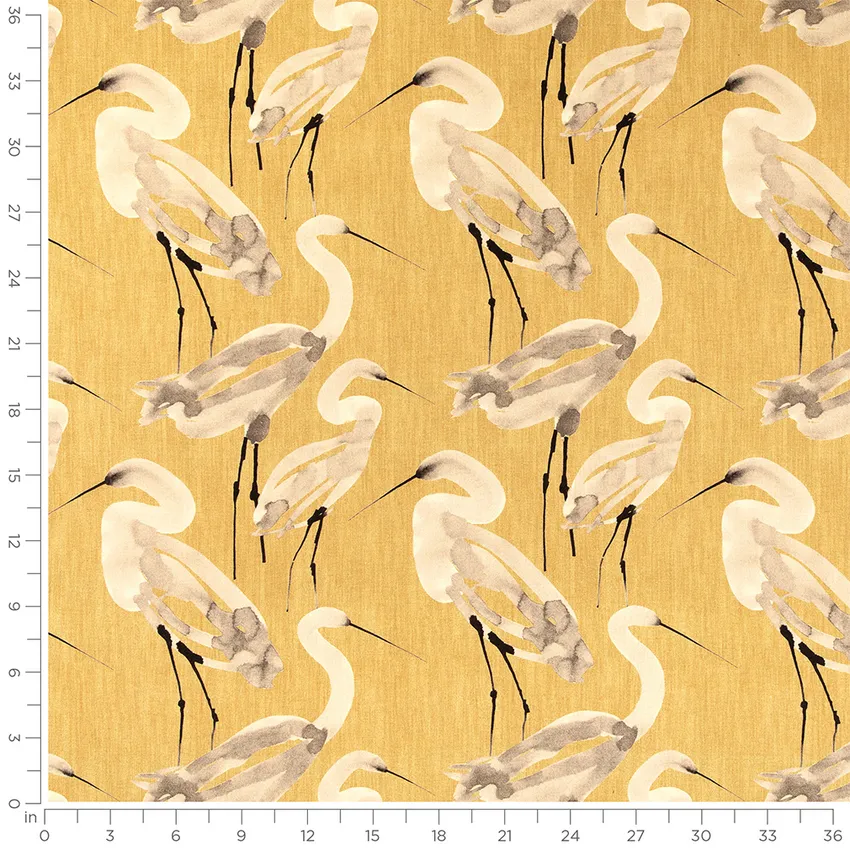 Phoebe Chamomile Gold & Yellow Abstract & Geometric Linen & Linen Looks Drapery and Upholstery Fabric by the Yard — Scale in inches