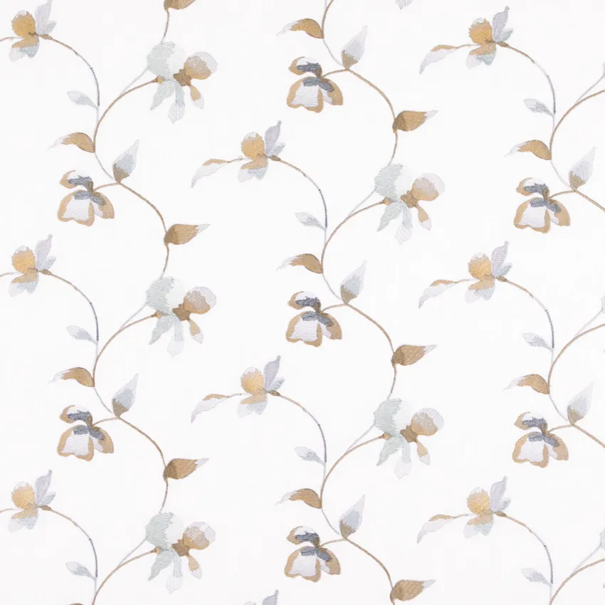 Elaine Mineral Aqua & Teal and Blue Floral Embroidery Drapery and Upholstery Fabric by the Yard