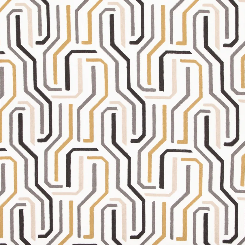 Calvin Husk Gold & Yellow and Grey & Silver Abstract & Geometric Embroidery Drapery and Upholstery Fabric by the Yard