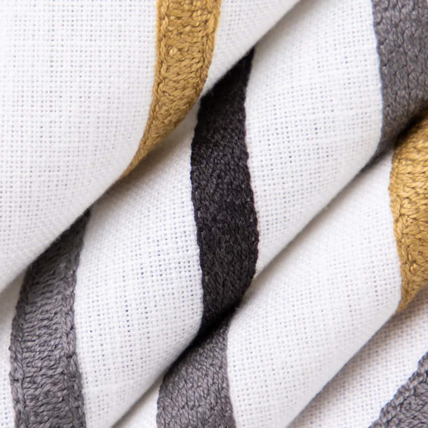 Calvin Husk Gold & Yellow and Grey & Silver Abstract & Geometric Embroidery Drapery and Upholstery Fabric by the Yard — Upholstery and Drapery Fabric