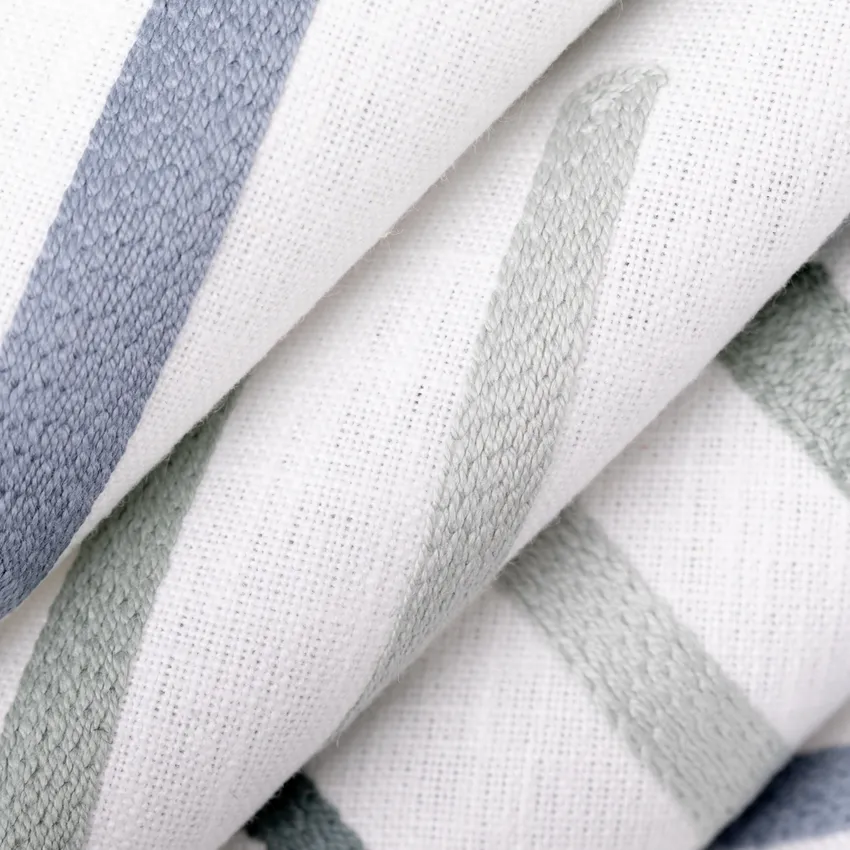 Calvin Mint Aqua & Teal Abstract & Geometric Embroidery Drapery and Upholstery Fabric by the Yard — Upholstery and Drapery Fabric