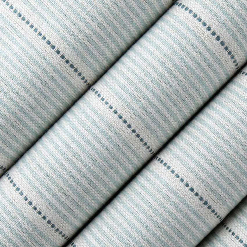 Sebastian Atlantic Aqua & Teal Stripe Embroidery Drapery and Upholstery Fabric by the Yard — Upholstery and Drapery Fabric