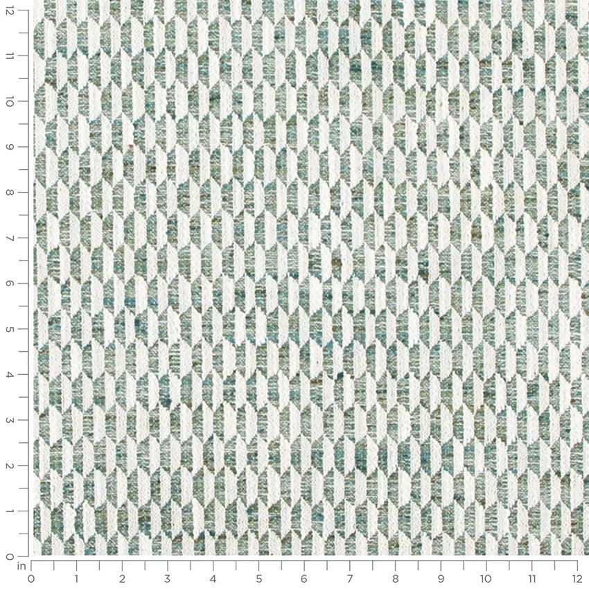 Sloane Caribbean Aqua & Teal Abstract & Geometric Woven Patterns Upholstery Fabric by the Yard — Scale in inches
