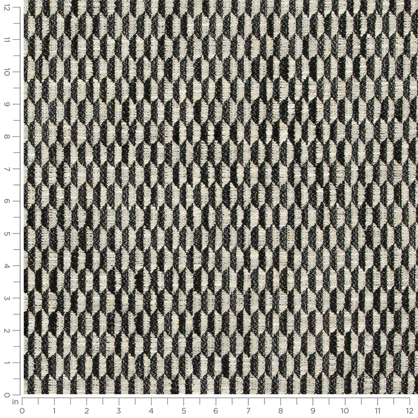 Sloane Charcoal Black Abstract & Geometric Woven Patterns Upholstery Fabric by the Yard — Scale in inches