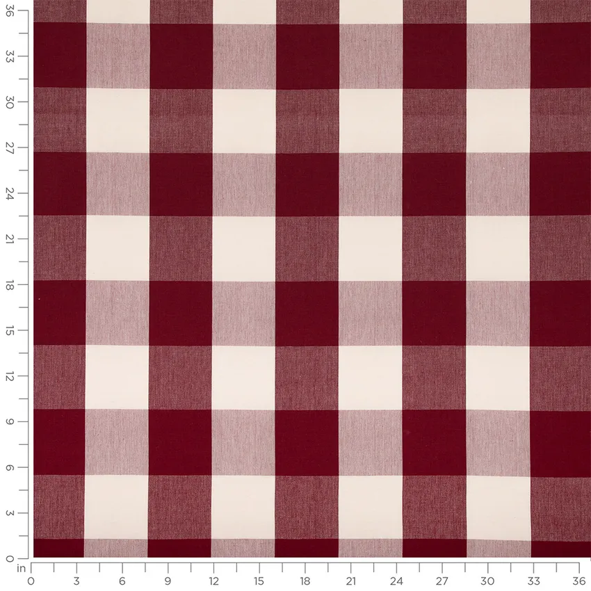 Harlow Chokecherry Red & Burgundy Abstract & Geometric Woven Patterns Drapery and Upholstery Fabric by the Yard — Scale in inches