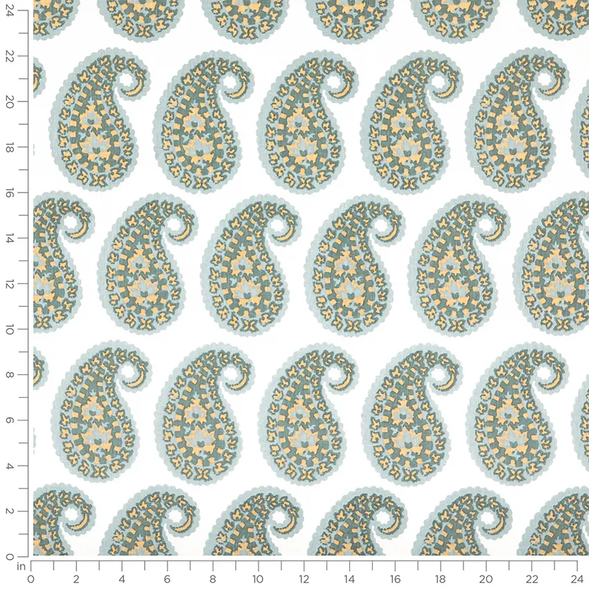 Celeste Silversage Aqua & Teal Abstract & Geometric Linen & Linen Looks Drapery and Upholstery Fabric by the Yard — Scale in inches
