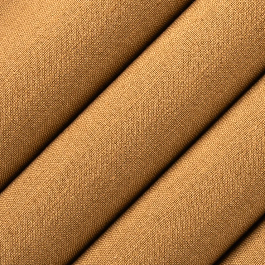 Gia Pecan Brown and Gold & Yellow Plain & Solid Linen & Linen Looks Drapery and Upholstery Fabric by the Yard — Upholstery and Drapery Fabric