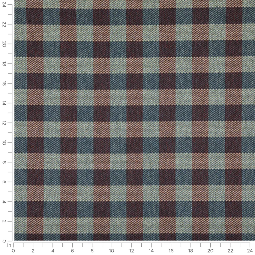 Weston Jewel Blue and Purple Plaid Woven Patterns Upholstery Fabric by the Yard — Scale in inches