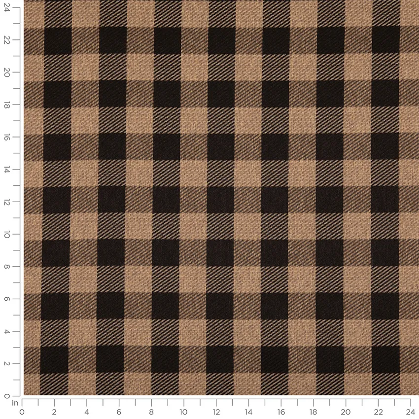 Weston Raven Black Plaid Woven Patterns Upholstery Fabric by the Yard — Scale in inches