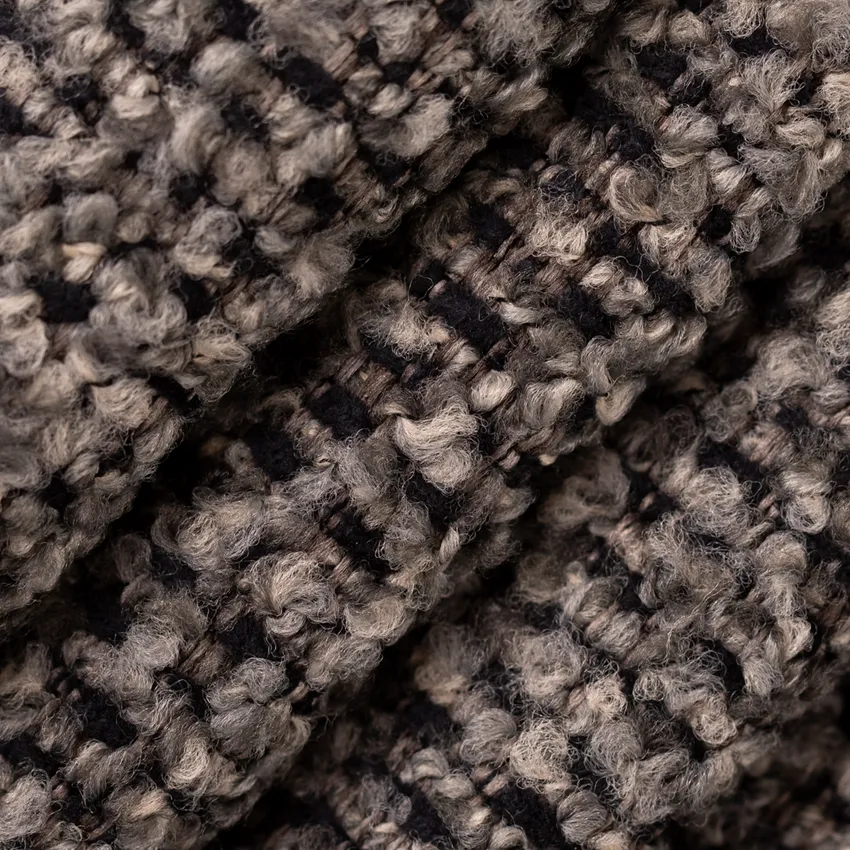 Lizzy Graphite Black and Grey & Silver Plain & Solid Boucle Upholstery Fabric by the Yard — Upholstery Fabric