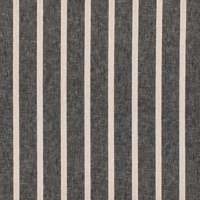 Haven Ash Black and Grey & Silver Stripe Linen & Linen Looks Drapery and Upholstery Fabric by the Yard
