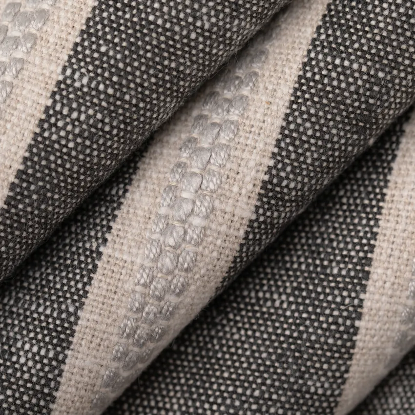 Haven Ash Black and Grey & Silver Stripe Linen & Linen Looks Drapery and Upholstery Fabric by the Yard — Upholstery and Drapery Fabric