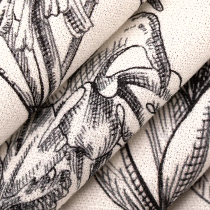 Summer Night Black Floral Linen & Linen Looks Drapery and Upholstery Fabric by the Yard — Upholstery and Drapery Fabric