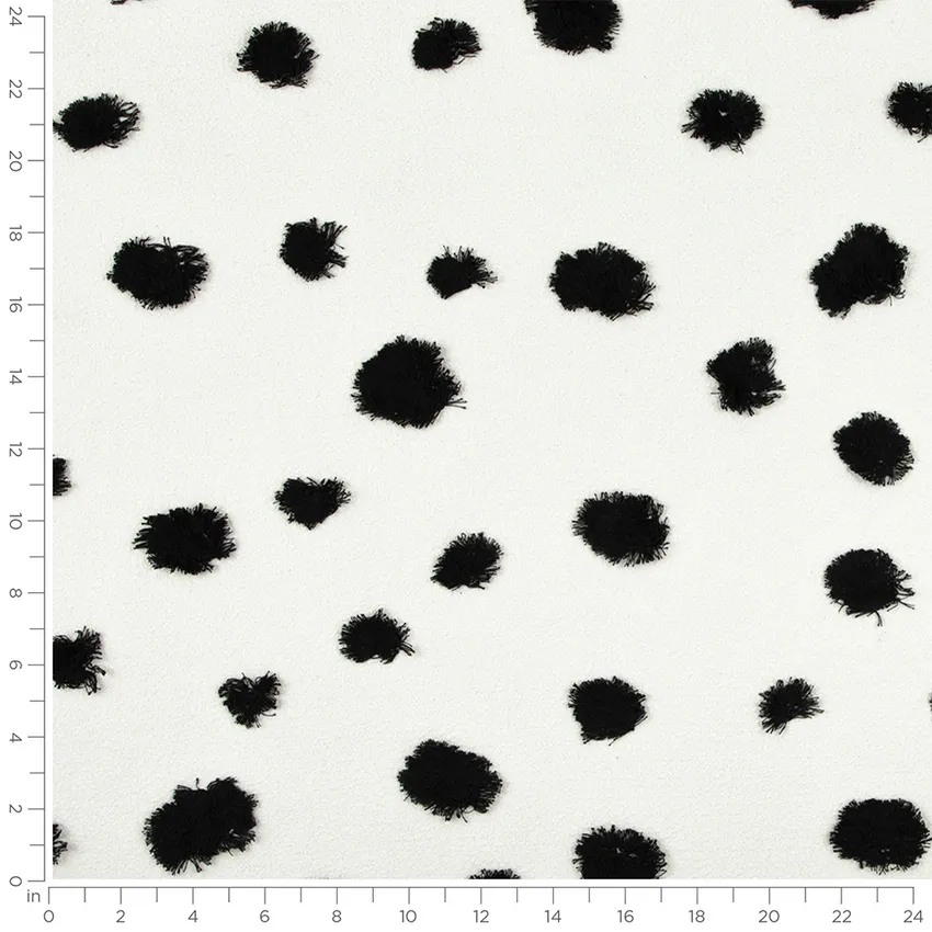 Baxter Domino Black Abstract & Geometric Eyelash Upholstery Fabric by the Yard — Scale in inches