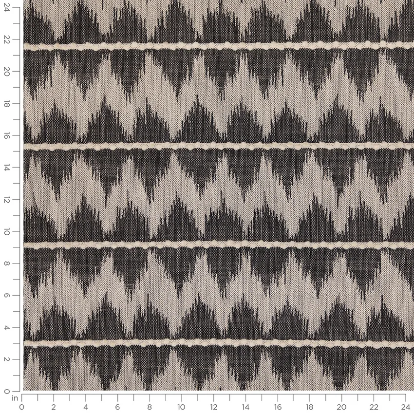 Neville Dusk Black Abstract & Geometric Linen & Linen Looks Upholstery Fabric by the Yard — Scale in inches