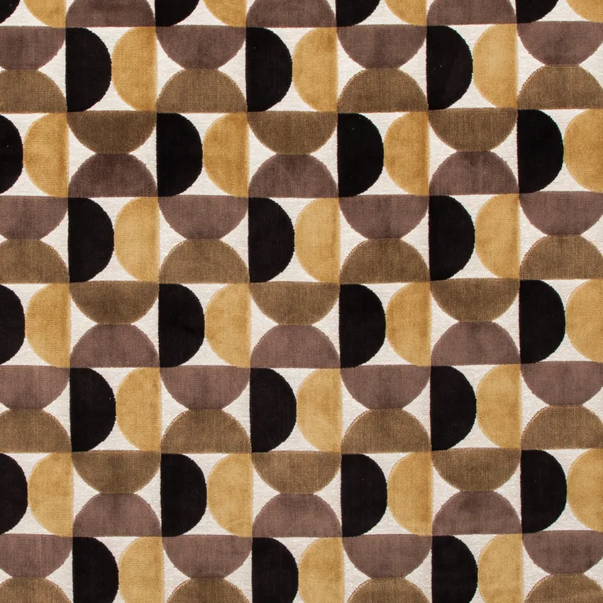 Irene Midnight Black and Gold & Yellow Abstract & Geometric Velvet Upholstery Fabric by the Yard