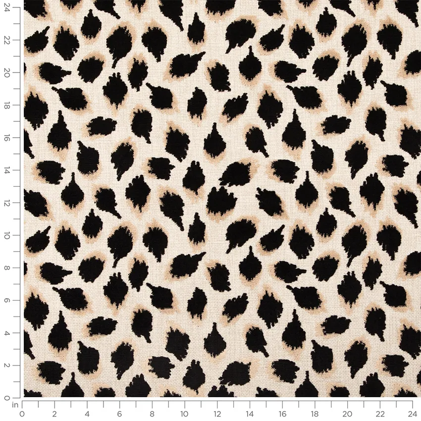 Salvador Jaguar Black Abstract & Geometric Velvet Upholstery Fabric by the Yard — Scale in inches