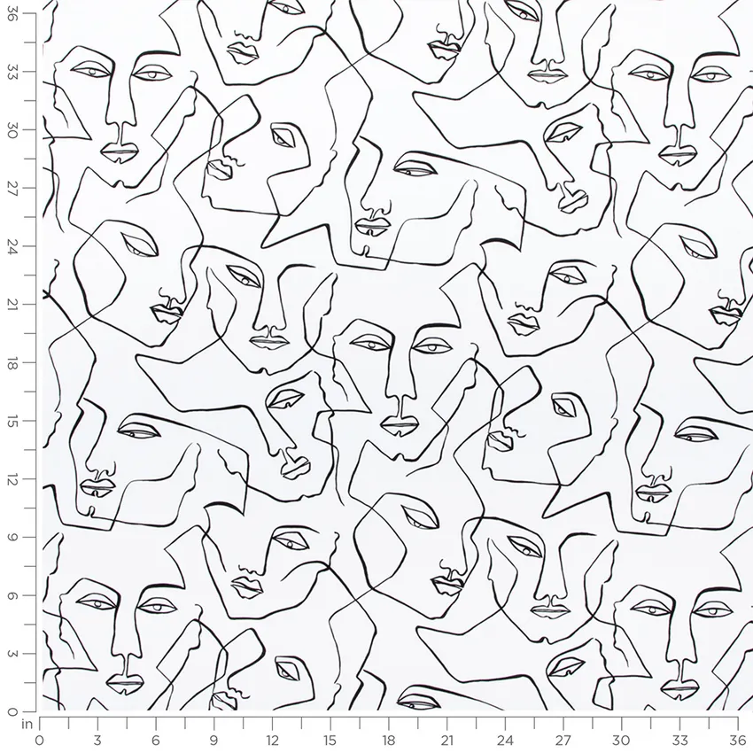 Vogue Black Dress Black Abstract & Geometric Prints Drapery and Upholstery Fabric by the Yard — Scale in inches