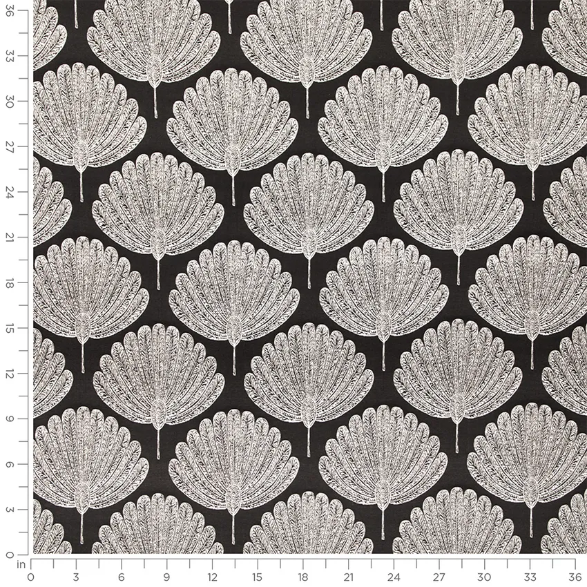 Seraphina Mascara Black Abstract & Geometric Woven Patterns Upholstery Fabric by the Yard — Scale in inches