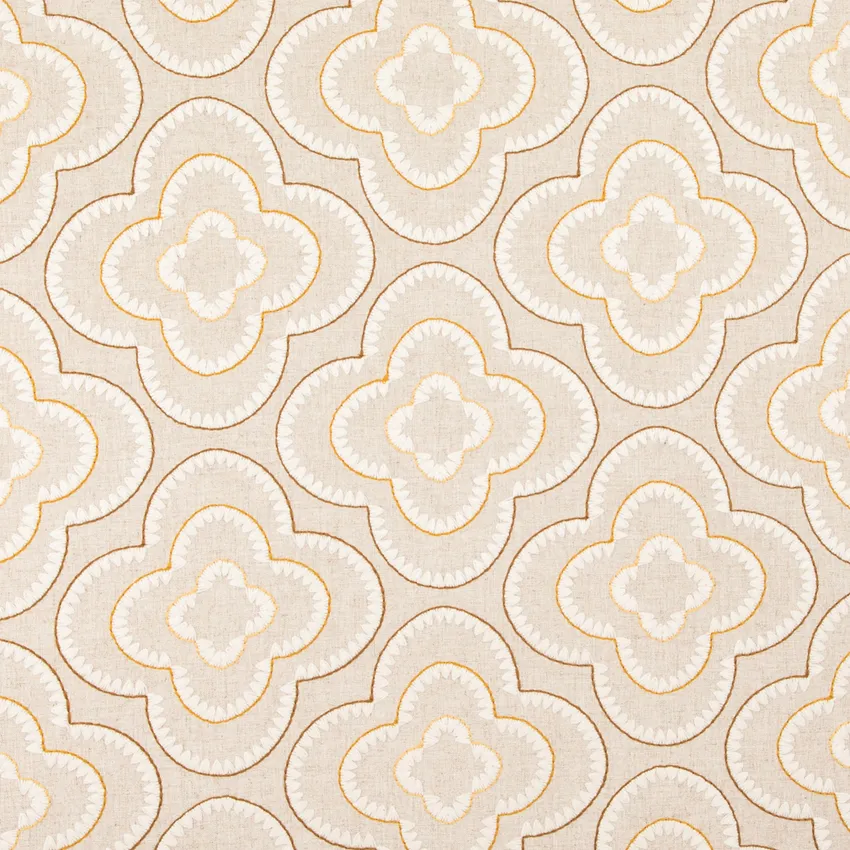 Serena Citrine Gold & Yellow and Neutral Abstract & Geometric Embroidery Drapery and Upholstery Fabric by the Yard