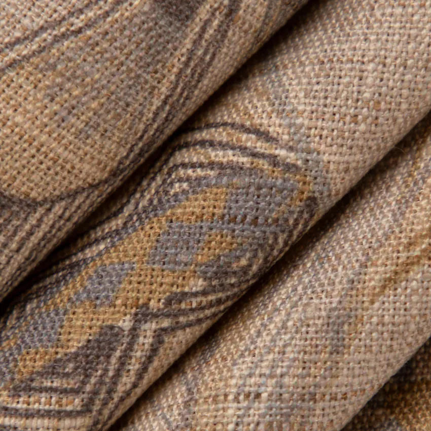Madison Flax Brown and Gold & Yellow Abstract & Geometric Linen & Linen Looks Drapery and Upholstery Fabric by the Yard — Upholstery and Drapery Fabric