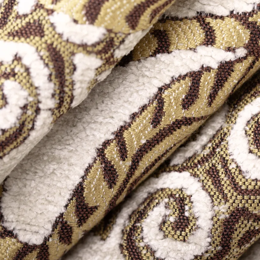 Sunda Peanut Brown and Gold & Yellow Global Chenille Upholstery Fabric by the Yard — Upholstery Fabric