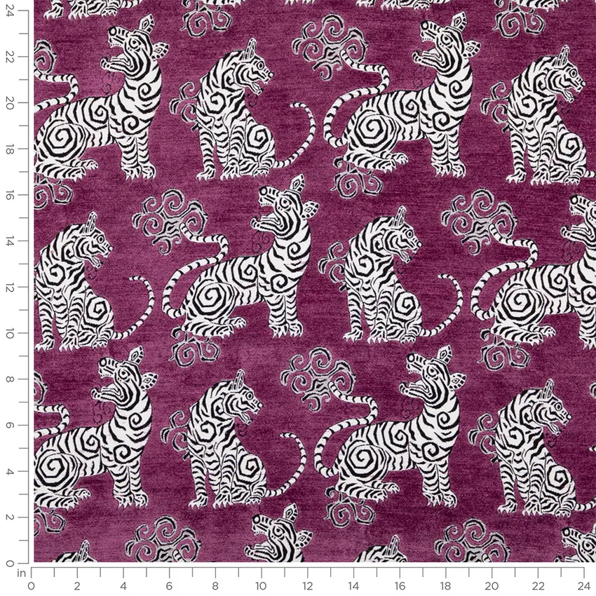 Sunda Purple Global Chenille Upholstery Fabric by the Yard — Scale in inches