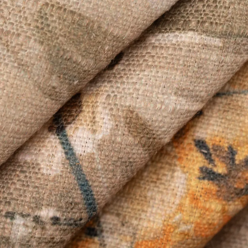 Amara Brass Brown and Gold & Yellow Global Linen & Linen Looks Drapery and Upholstery Fabric by the Yard — Upholstery and Drapery Fabric