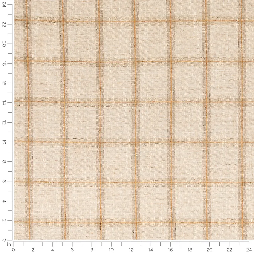 Ferris Cashew Brown and Gold & Yellow Plaid Woven Patterns Drapery and Upholstery Fabric by the Yard — Scale in inches