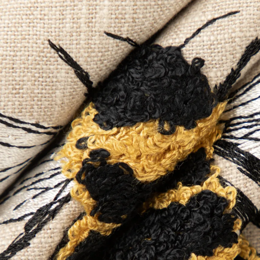 Ambrose Honey Black and Gold & Yellow Novelty Embroidery Drapery and Upholstery Fabric by the Yard — Upholstery and Drapery Fabric