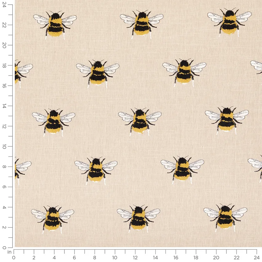 Ambrose Honey Black and Gold & Yellow Novelty Embroidery Drapery and Upholstery Fabric by the Yard — Scale in inches