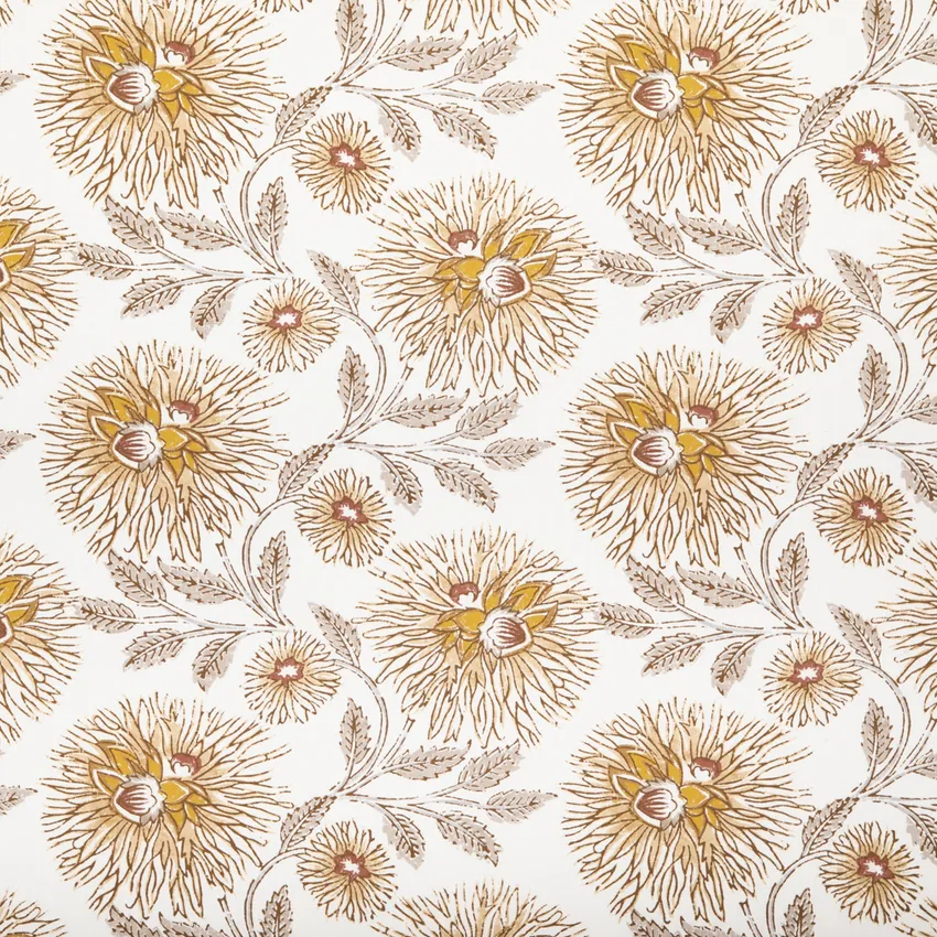 Sydney Sundial Gold & Yellow Floral Linen & Linen Looks Drapery and Upholstery Fabric by the Yard