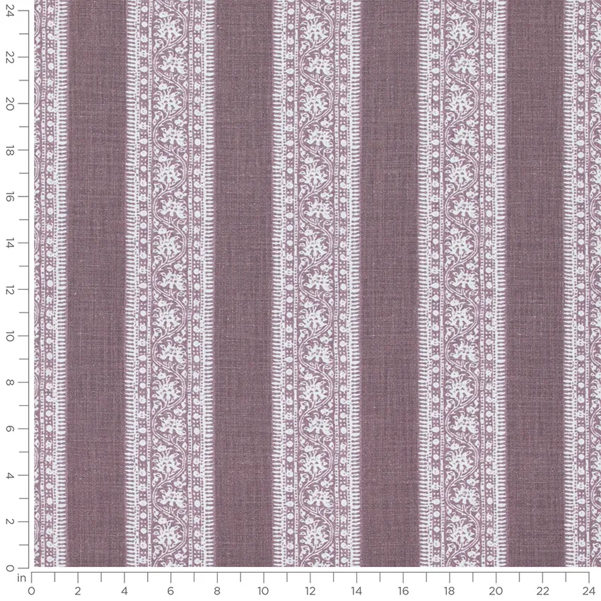 Abigail Lilac Purple Stripe Linen & Linen Looks Drapery and Upholstery Fabric by the Yard — Scale in inches